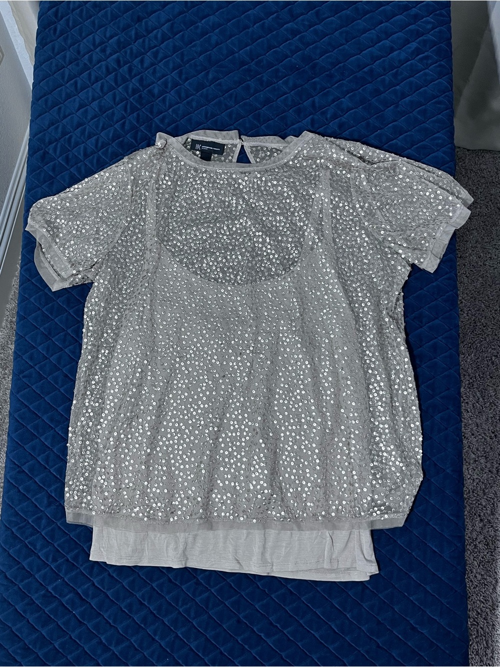 INC International Concepts Sequin Short Sleeve Layered Tee - Stylish - Size XXL